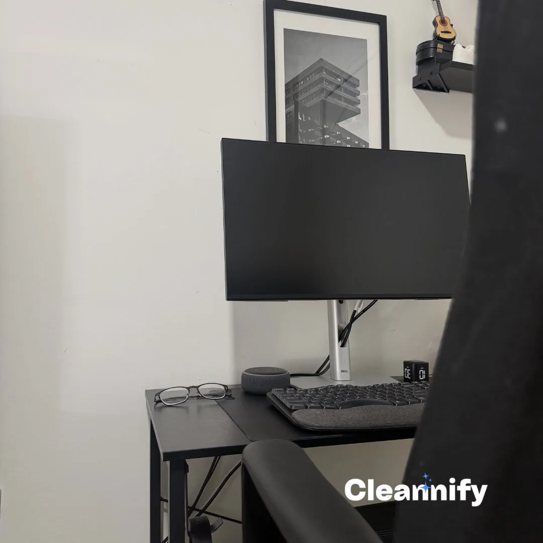After bedroom cleaning in Charlotte showing a tidy home office desk